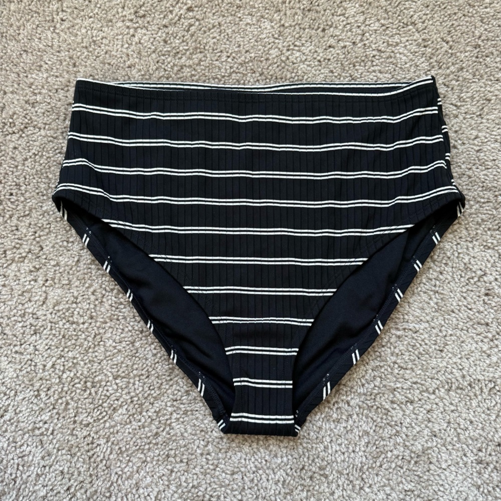 Striped Black and White Women's Swim Bottom